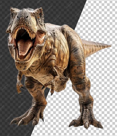 Premium Psd Ferocious Tyrannosaurus Rex Roaring With Open Mouth On