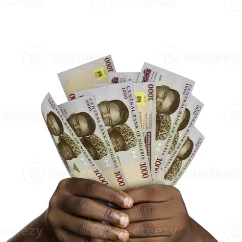 Black Hands Holding 3d Rendered 1000 Nigerian Naira Notes Closeup Of