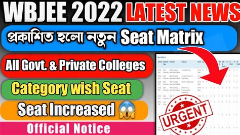 Wbjee Seat Matrix Official Notice Wbjee Counselling Process