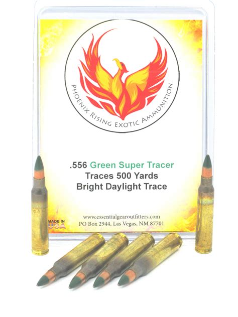 556 Phoenix Rising Super Tracer Ammunition Green Essential Gear