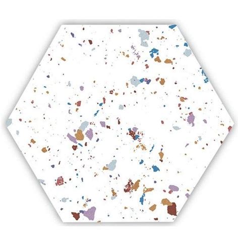 Tomettes Terrazzo Color Es X Cm Hex Stracciatella White Natural