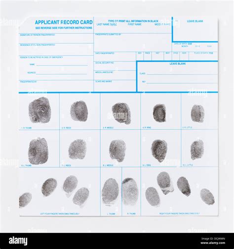 Fingerprint Card Hi Res Stock Photography And Images Alamy