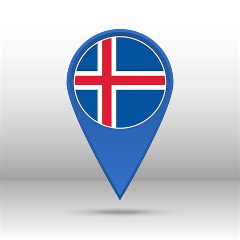 Mapa Pin Islandia Bandera Vector Vector Premium