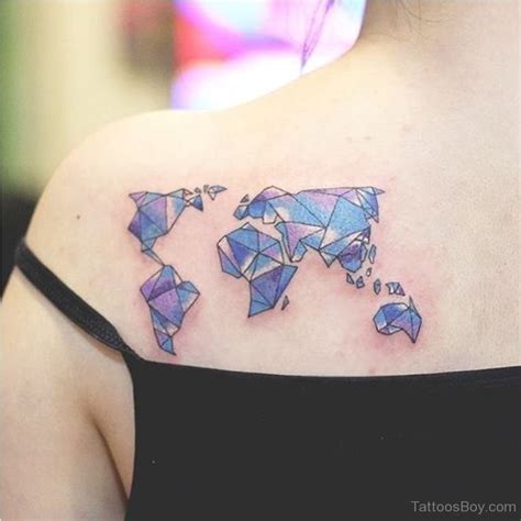 Blue World Map Tattoo Tattoos Designs