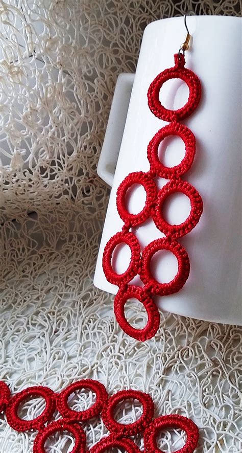 Red Chandelier Earrings Statement Earrings Ouroboros - Etsy