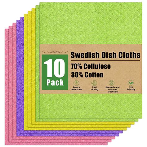 DecorUhome Swedish Dishcloths For Kitchen 10 Pack Washable Dish Cloths