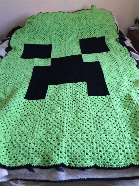 Minecraft Creeper Crochet Blanket Single Or Double Made To Etsy