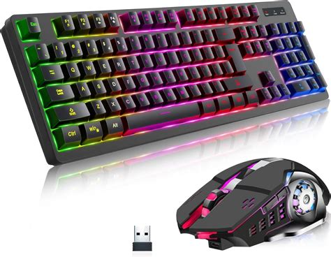 Amazon.com: Wireless RGB Gaming Keyboard and Mouse - Rechargeable RGB ...