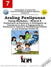 Aral Pan Q Week Pdf Araling Panlipunan Unang Markahan Modyul