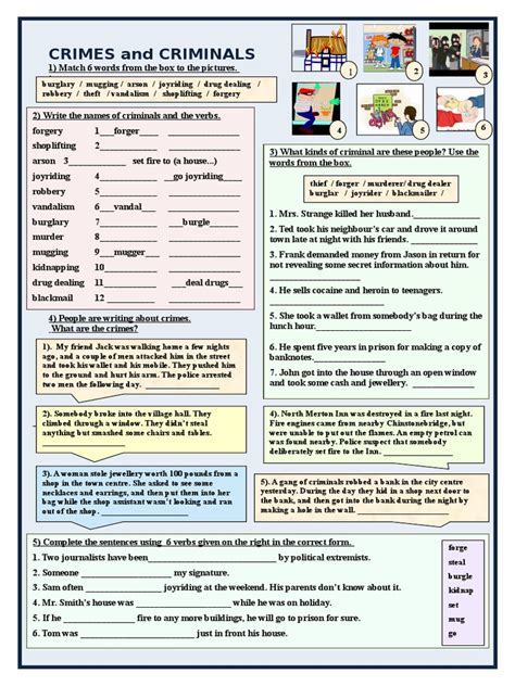 Crimes And Criminals Vocabulary Picture Description Exercises Reading Comprehensio 96344 Pdf