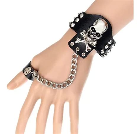 Pulsera Gotica Ajustable Con Calavera Cadena Estilo Punk Mercadolibre