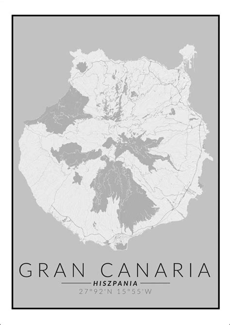 Galeria Plakatu Gran Canaria mapa czarno biała 40x50 cm Galeria