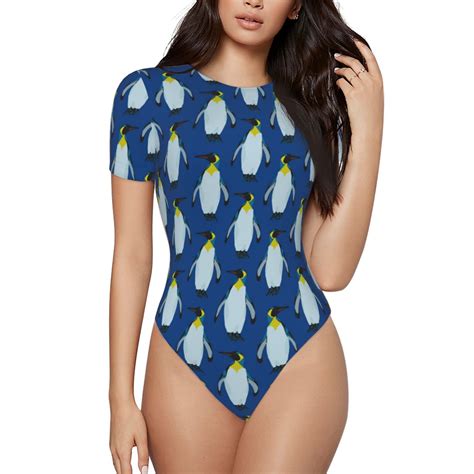 Gaeub Beautiful King Penguin Pattern Women'S Short Sleeve One Piece