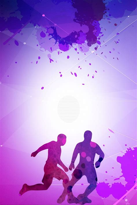 Running Sports Youth Purple Geometry Football Silhouette Running