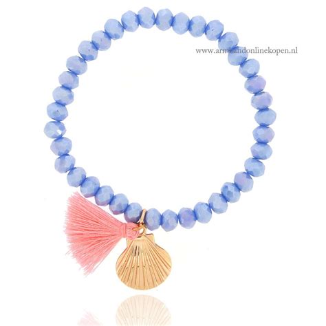 Kralen Armbandje Met Schelp Blue Ice