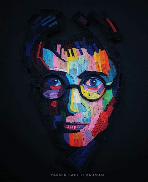 An Image Of A Man With Glasses On It S Face Made Out Of Crayons