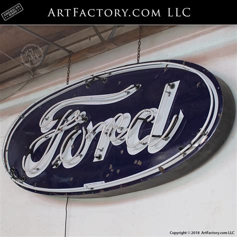 Vintage Ford Dealership Neon Sign: Authentic Porcelain Automobilia