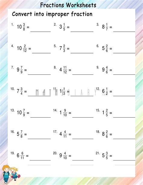 Convert Mixed Fractions To Improper Fractions Worksheets Math Worksheets