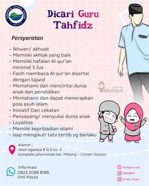 Loker Bandung DICARI GURU TAHFIDZ Madrasah Diniyah TA Abdan