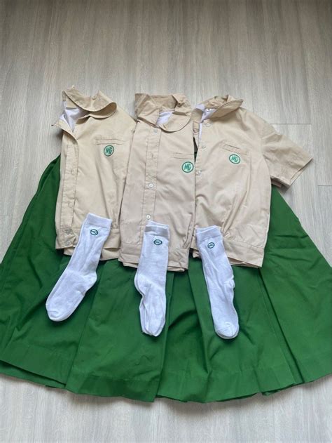 set of 3 miriam college high school (mchs) green school uniform on ...