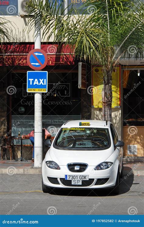 Taxi Parked in the Town Centre, Fuengirola, Spain. Editorial ...