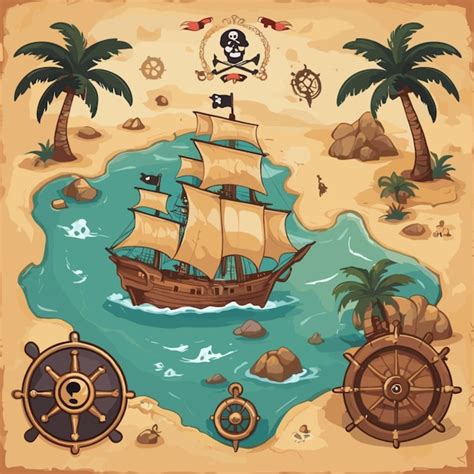 Premium Vector | Old pirate map cartoon vector