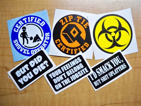 6-pack Funny Hard Hat Stickers Shovel Operator Zip Tie | Etsy