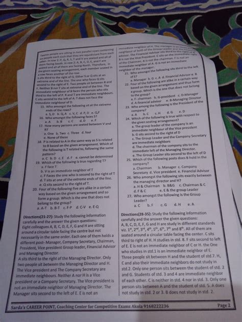 Here are three sets of directions and questions: Directions (15-20): Twe..