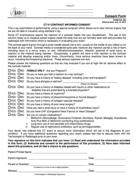 Iv Contrast Consent Form Fill Online Printable Fillable Blank Pdffiller