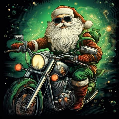 Biker Santa Clipart, 5 High Quality PNG, Digital Download, Card Making, Mixed Media, Digital ...