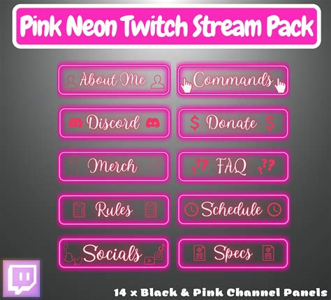 ANIMATED Pink Neon Twitch Overlay Complete Pack Twitch Etsy