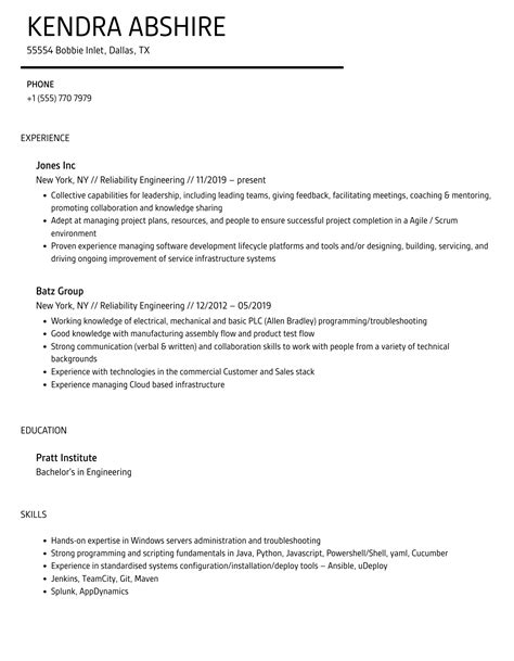 Reliability Engineering Resume Samples Velvet Jobs