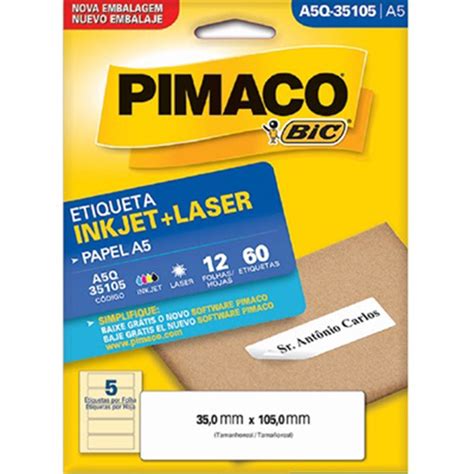 Etiqueta Pimaco Inkjet Laser Papel A5Q 35105 Branco Shopee Brasil