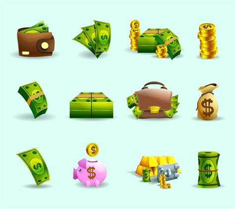 Cash Payment Flat Icons Set 469174 Vector Art At Vecteezy