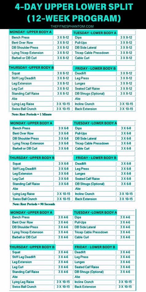 4-Day Upper Lower Split (The 12-Week Program) for Building Muscle