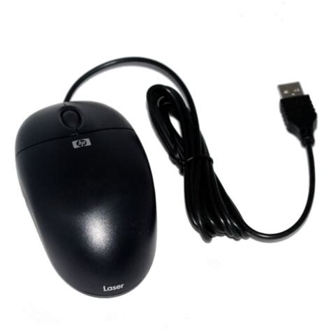 Hp Wired Usb Mouse Laser Sensor Pc Laptop Computer Scroll Wheel Black