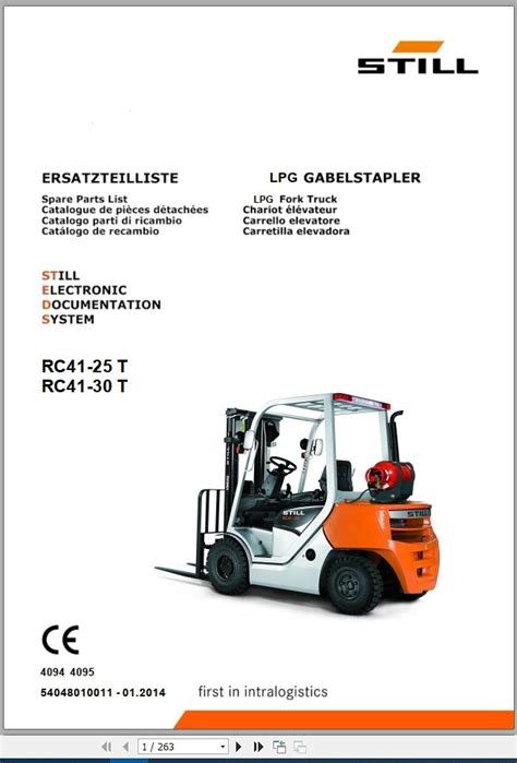 Still Steds Forklift Truck RC41 All Series 2019 Spare Parts Catalog EN