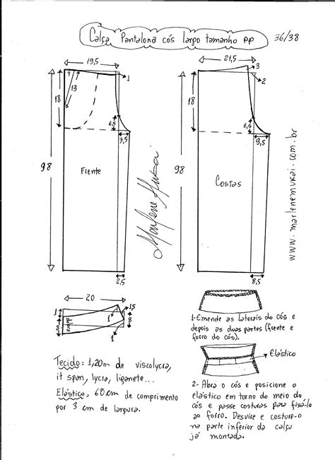 Calça pantalona cós largo de malha DIY molde corte e costura