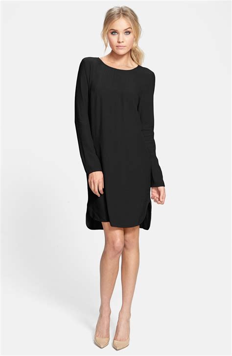 Wayf Long Sleeve Crepe Shift Dress Nordstrom