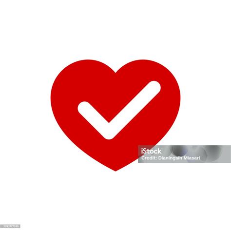 Check Mark Heart Icon Vector Template Illustration Design Stock