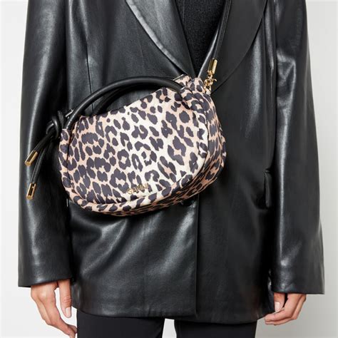 Ganni Knot Leopard Printed Woven Mini Bag