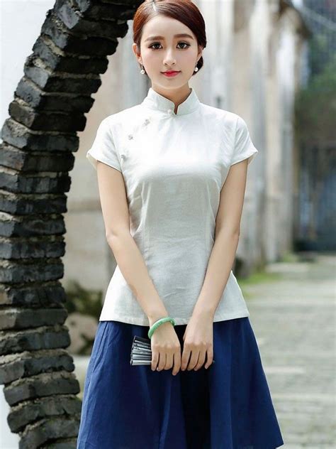 Short Sleeve Qipao Top Chinese Blouse CozyLadyWear Chinese Blouse