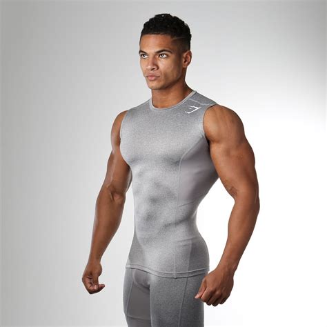 Gymshark Element Compression Sleeveless T Shirt Light Grey Marl Tight Tank Top Tight Tanks