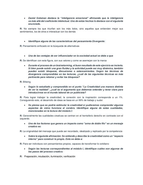 Cuestionario Respuestas Y Preguntas M Daniel Goleman Destaca La