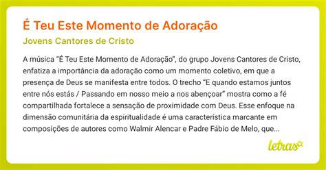 E Teu Este Momento De Adoração