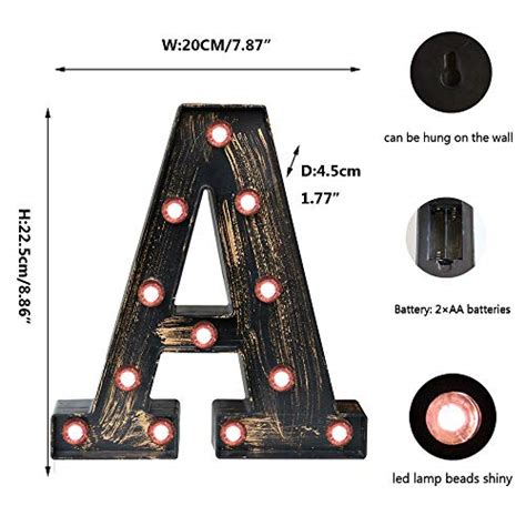 Oycbuzo Golden Black Led Marquee Letter Industrial Vintage Style