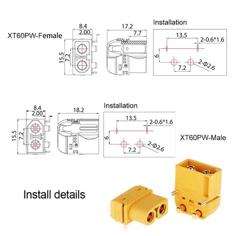 Amass XT60PW XT60 PW Brass Gold Banana Bullet Male Female Connectors