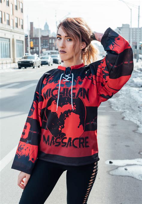 Michigan Massacre Bloody Red Home Jersey. (Owner Mess Bucket Comics