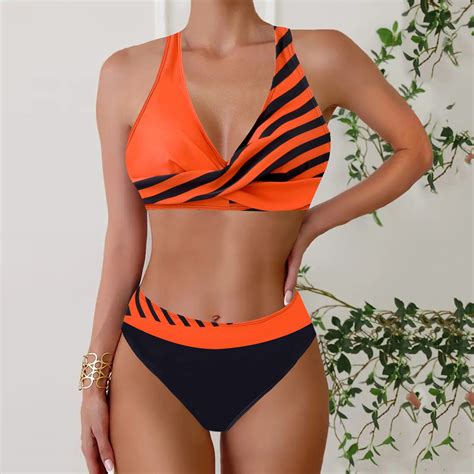 UTSJKR Deals Swim Suits For Women Cheeky String Bikini Set Sexy Tie Side Mid Waist Bathing