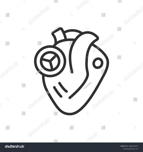 Heart Artificial Valve Linear Icon Cardiovascular Stock Vector (Royalty